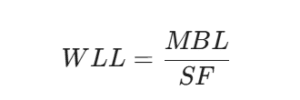 Turnbuckle Working Load Limit (WLL) calculation formula: WLL = MBL / SF
