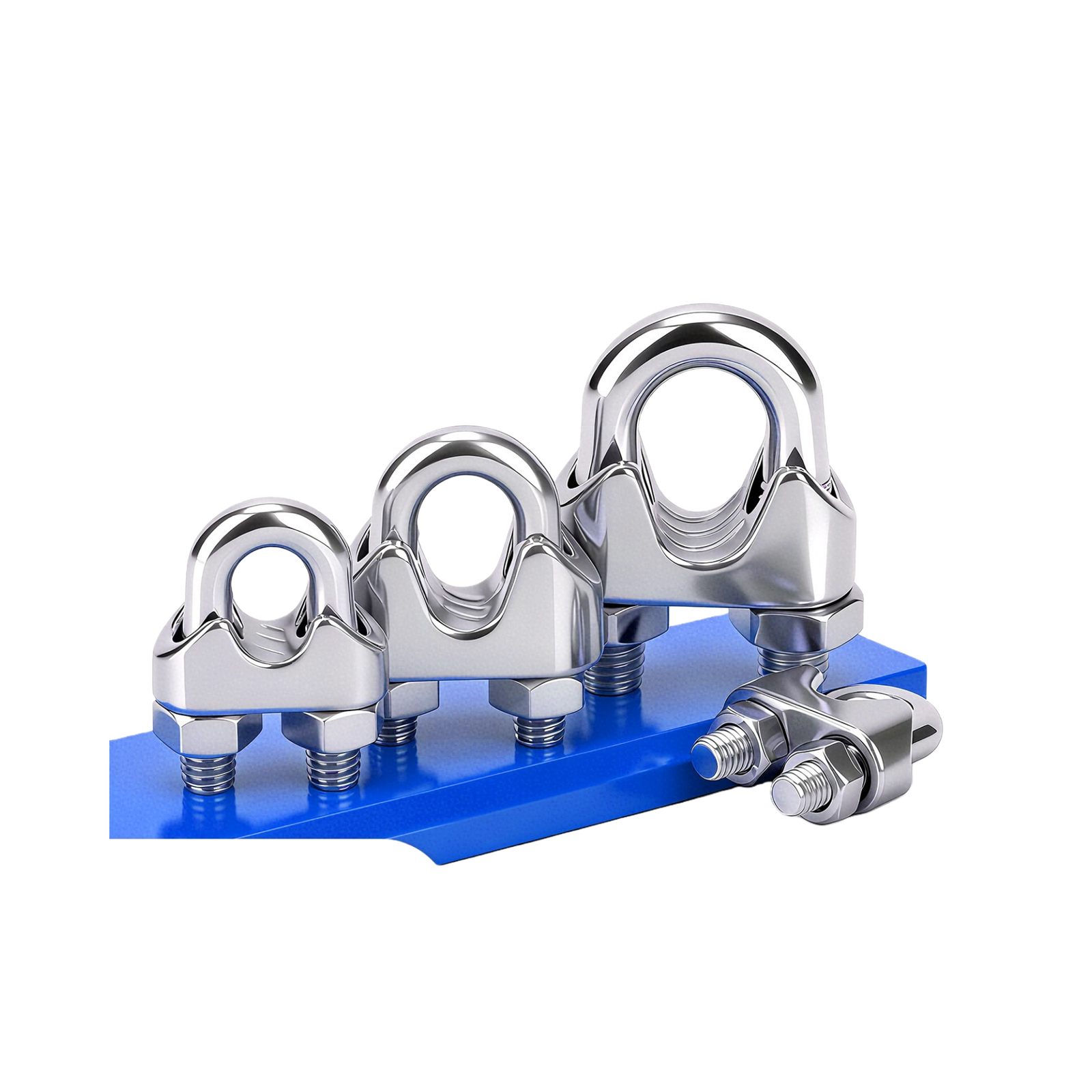 Wire rope clip size chart for stainless steel U-bolt clamps and duplex clips