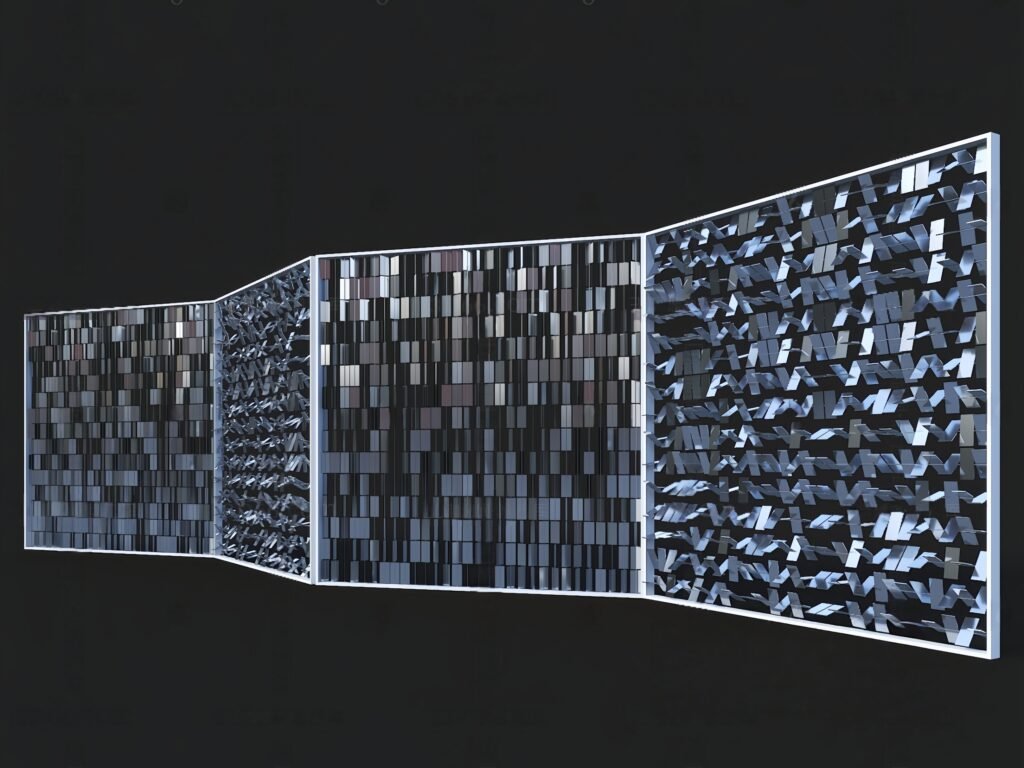 Large-scale kinetic facade on a modern building exterior with dynamic movement